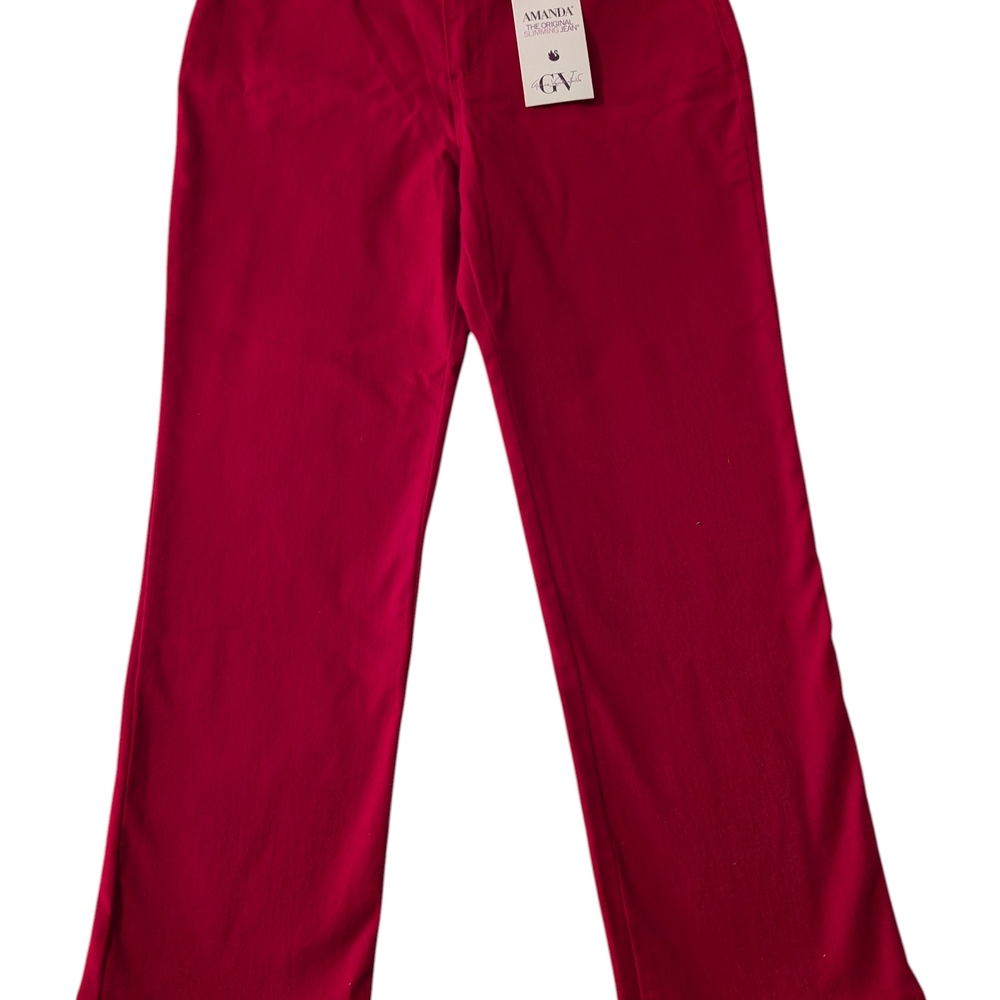 Gloria Vanderbilt Amanda Red Slimming Jeans Pants 12P Short Cotton Blend 5Pocket - Picture 2 of 7